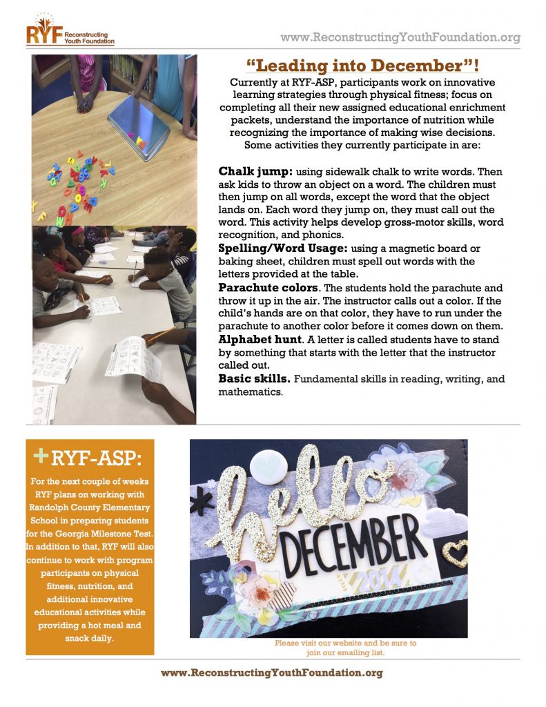 Leading into December 2018 newsletter copy